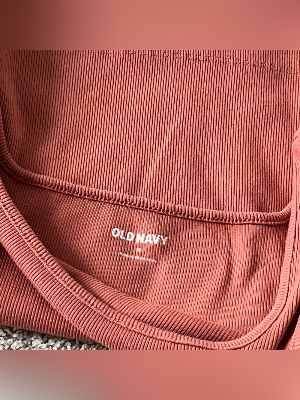 Old Navy Ribbed Square-Neck Crop Tank Top - Coral - Picture 4 of 10
